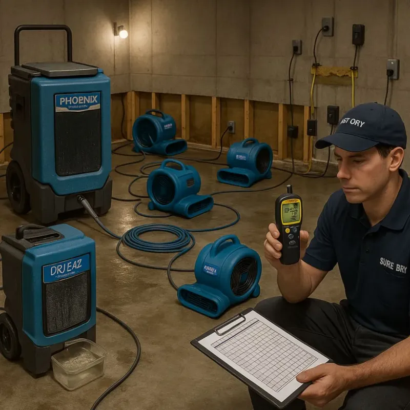 Structural Drying and Dehumidification process in Pearsall, TX
